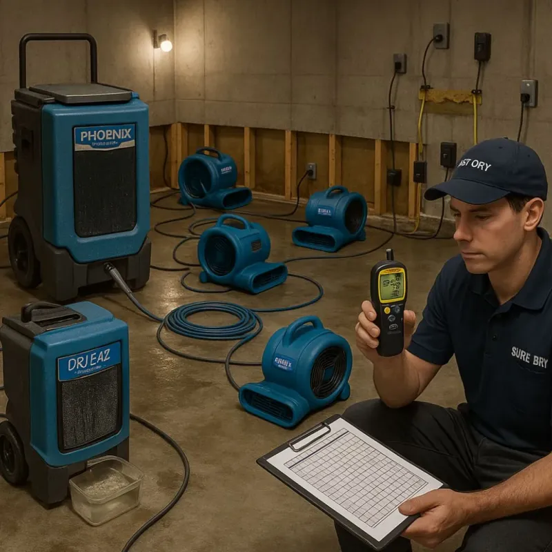 Structural Drying and Dehumidification process in Hacienda Heights, CA